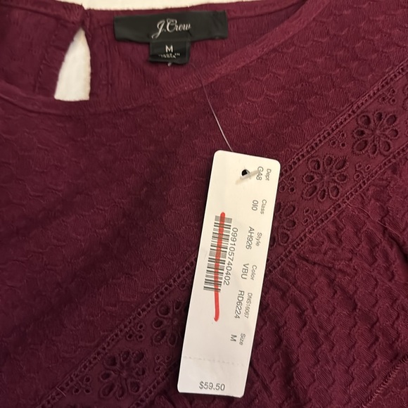 J crew women long sleeve tee with ruffle and honeycomb design M and NWT - Picture 2 of 5